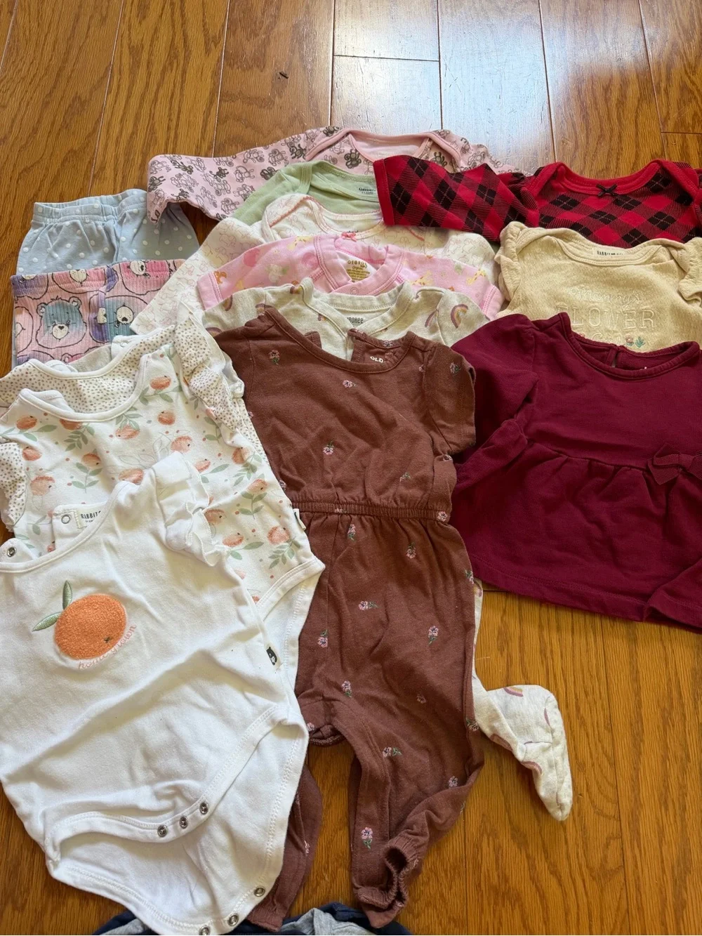 Lot of 17 little girls clothes Carter's Navy Long-Sleeve shirt one piece 6-9 m
